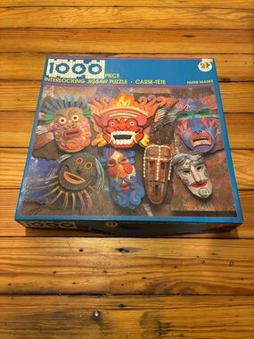 1000-Piece Interlocking Jigsaw Puzzle - Paper Masks in Blue Box